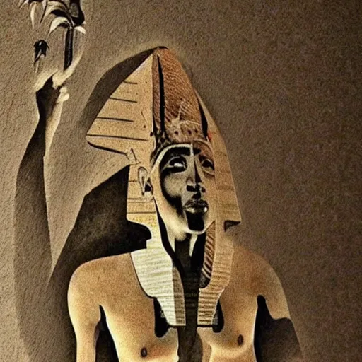 Prompt: ancient egyptian art of tupac shakur