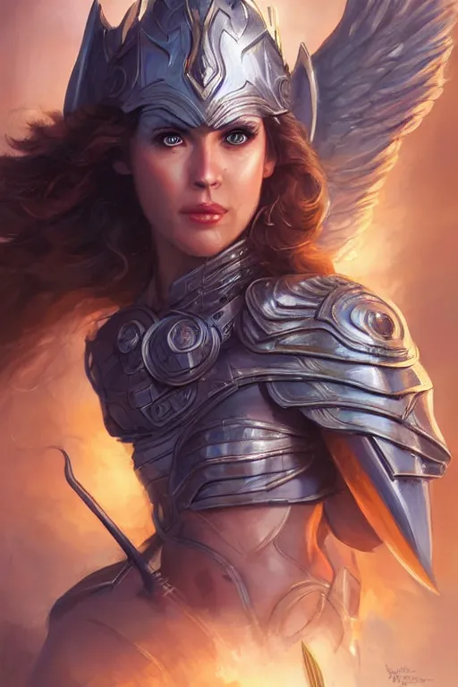 Image similar to amazon valkyrie athena, d & d, fantasy, portrait, highly detailed, headshot, digital painting, trending on artstation, concept art, sharp focus, illustration, art by artgerm and greg rutkowski and magali villeneuve