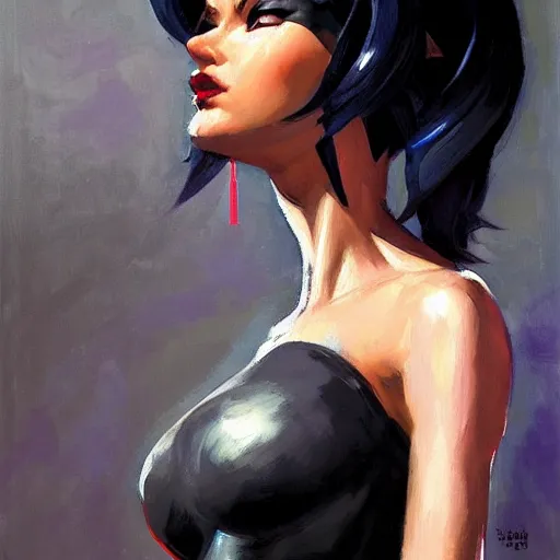 Prompt: greg manchess portrait painting of domino as overwatch character, medium shot, asymmetrical, profile picture, organic painting, sunny day, matte painting, bold shapes, hard edges, street art, trending on artstation, by huang guangjian and gil elvgren and sachin teng