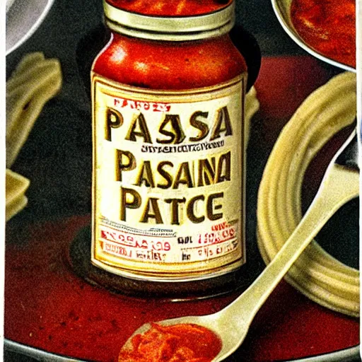 Prompt: pasta sauce made in 1 8 9 9 s