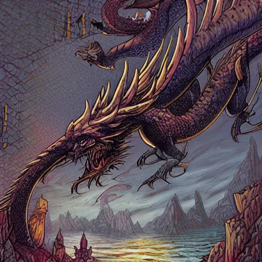 Image similar to dragon inspired by Dan Mumford