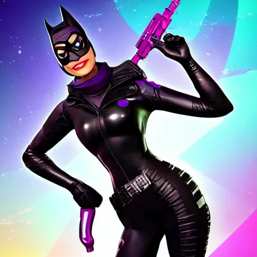 Prompt: Catwoman as a fortnite character