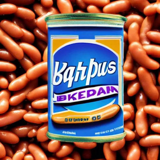 Prompt: can of baked beans, vaporwave, 4K, high octane