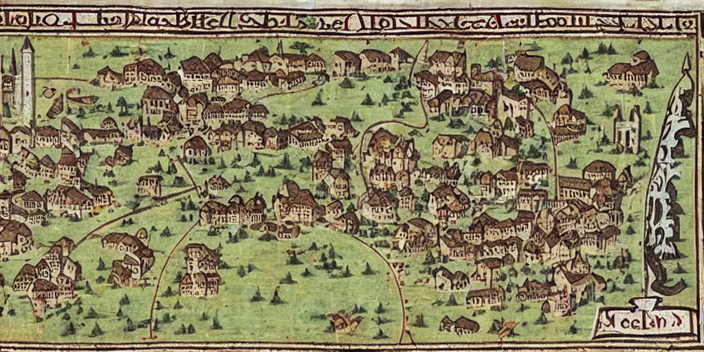 Image similar to medieval map of the town of yelm