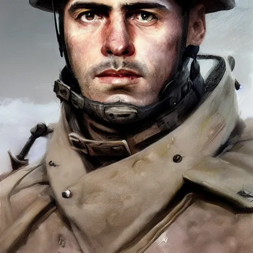 Image similar to portrait of a spanish war hero juan martin diez, colourised, face portrait, epic, tragic, military art, fantasy, dieselpunk, hd shot, digital portrait, beautiful, artstation, comic style, by artgerm, guy denning, jakub rozalski, magali villeneuve and charlie bowater