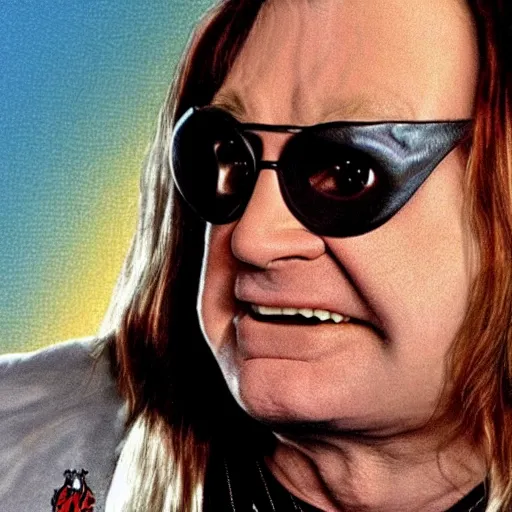 Image similar to Ozzy Osbourne as a Marvel Villian character,realistic,real photo