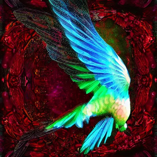 Image similar to islife tearing reflecting hummingbird submerged transparent crystallidigitalart