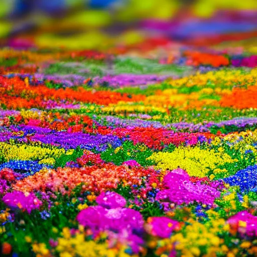 Image similar to Millions of colorful flowers blossoming, climax, overwhelming, brilliant, cinematic, epic, 8k, sharp focus