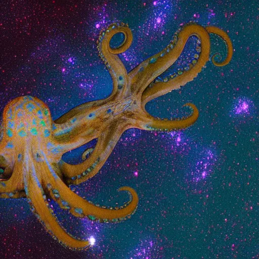 Prompt: an octopus camouflaged in cosmic background radiation