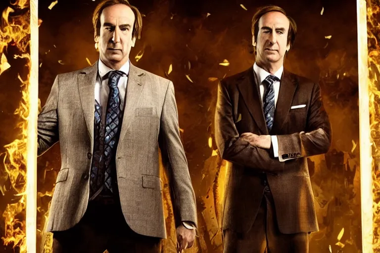 Image similar to photo of saul goodman after defeating the demon king