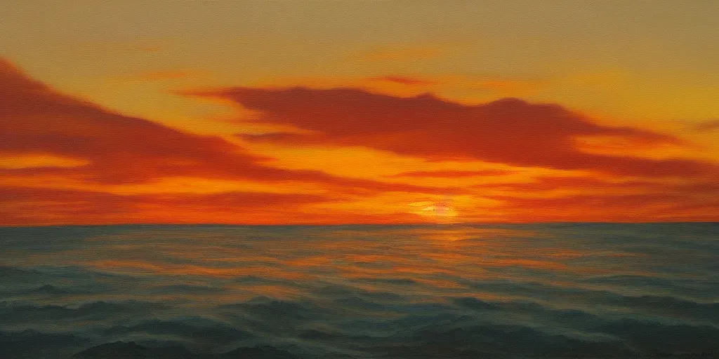 Prompt: Sunset, oil painting