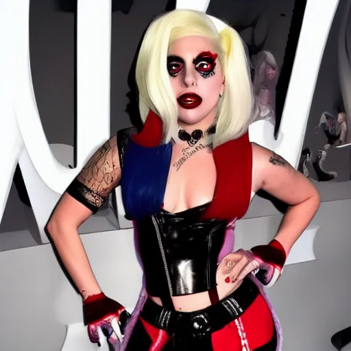 Image similar to Lady Gaga as Harley Quinn, Pixar