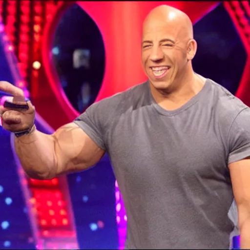 Image similar to vin diesel as howie mandel on deal or no deal