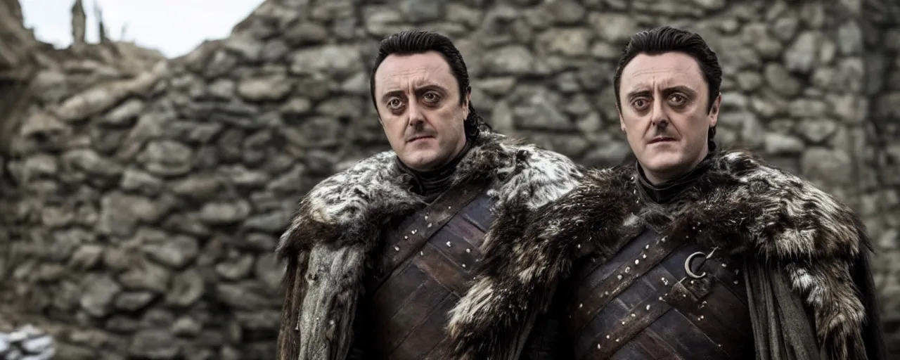 Image similar to a film still of Peter serafinowicz in game of thrones.