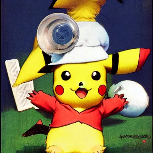 Image similar to pikachu by norman rockwell