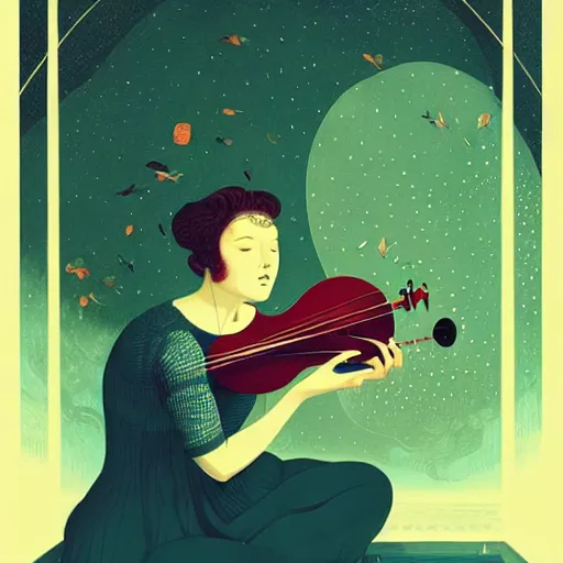 Prompt: british lute player playing the lute, victo ngai, kilian eng, lois van baarle, flat