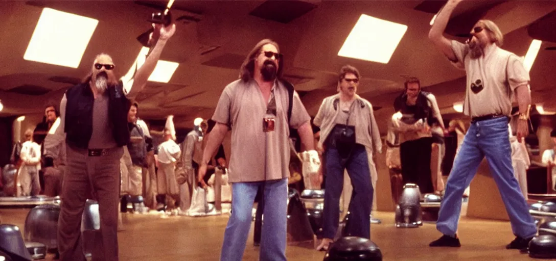 Image similar to The Big Lebowski bowling at the Star Wars Cantina