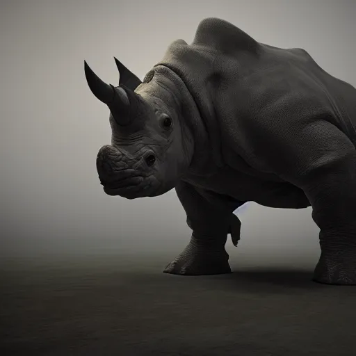 Image similar to rhino monster reimagined as a boss in dark souls, dark cinematic, volumetric, realistic, cinematic lighting, ray tracing, unreal engine 5, unreal engine render, octane render, hyper realistic, photo, 8 k