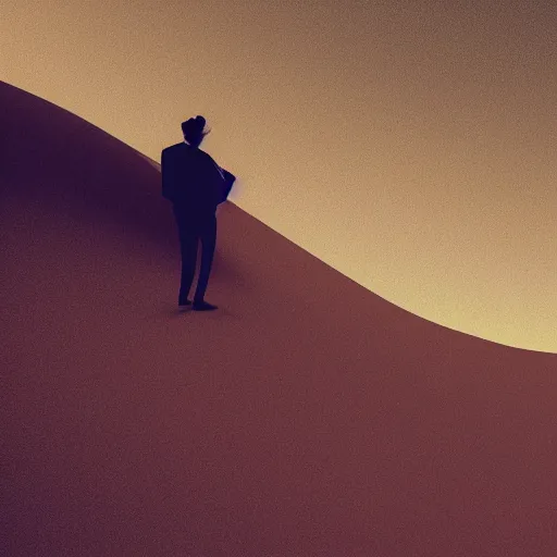 Image similar to photo of a man looking out across the desert, surreal style