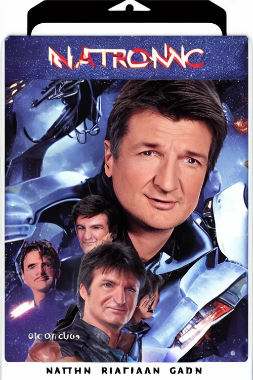 Image similar to card game of nathan fillion, full - view, futuristic, nft