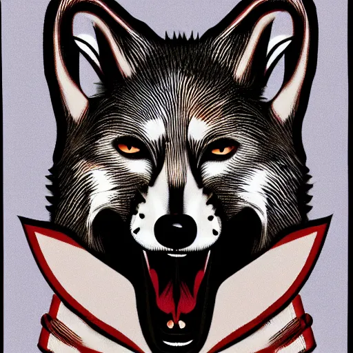 Image similar to portrait of retarded wolf, propaganda style