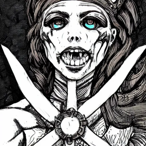 Image similar to Malenia, Goddess of Rot in the style of darkest dungeon realistic