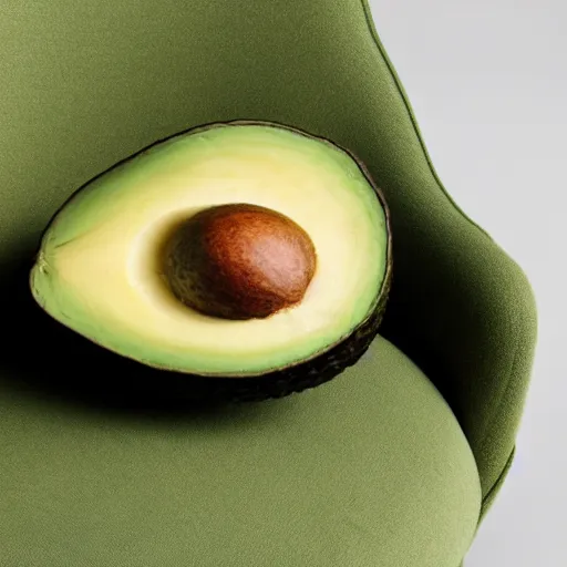 Prompt: an armchair made out of an avocado, realistic