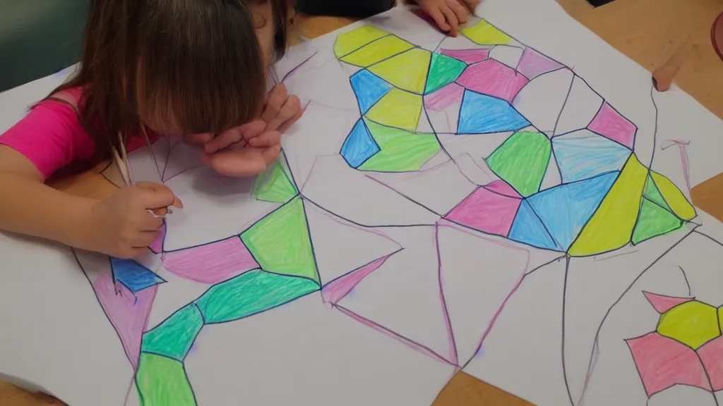 Image similar to child's drawing her complex polygon bower