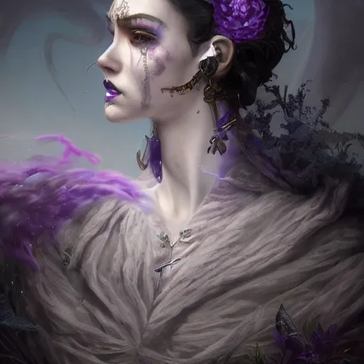 Prompt: picture generation, soft painting curiosities carnival, beautiful battle mage in full long dress, perfect face, accurate features, focus, very intricate ultrafine details, black white purple volumetric clouds, award winning masterpiece, octane render 8 k hd, tom bagshaw artstyle