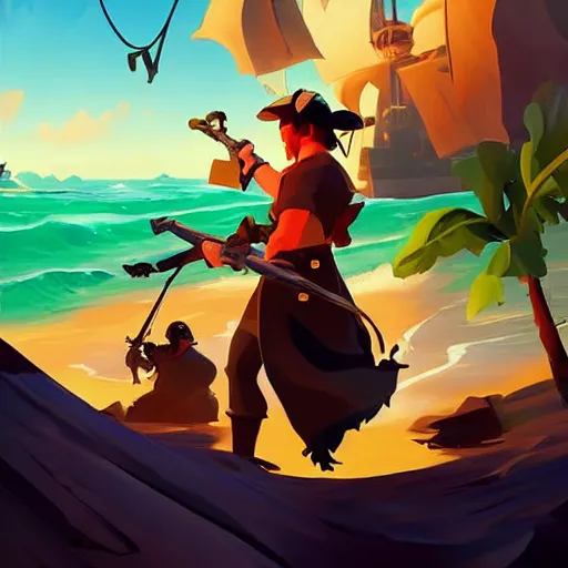 Image similar to painting treasure on sea of thieves game smooth median photoshop filter cutout vector, behance hd by jesper ejsing, by rhads, makoto shinkai and lois van baarle, ilya kuvshinov, rossdraws global illumination