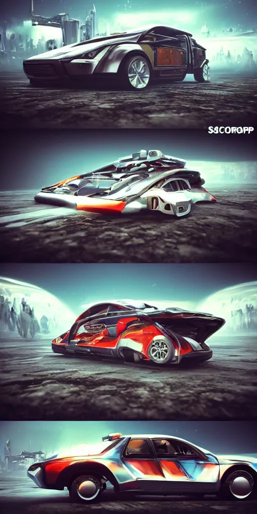 Image similar to sci-fi 3d car and wall structure car on the coronation of napoleon painting and digital billboard in the middle trending on artstation octane render pinterest keyshot product render pinterest reflections gloss shiny