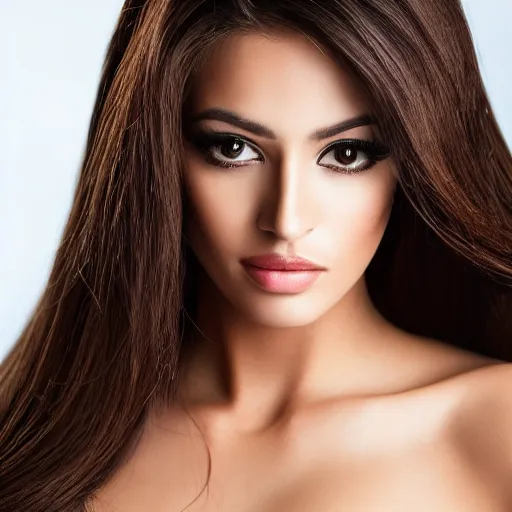 Image similar to a portrait photograph of a glamorous, breathtaking, stunning, 2 5 year - old venezuelan supermodel, canon 8 5 mm f 1. 2 photograph head and shoulders portrait