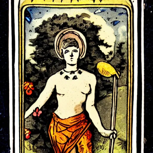 Prompt: 19th century tarot card