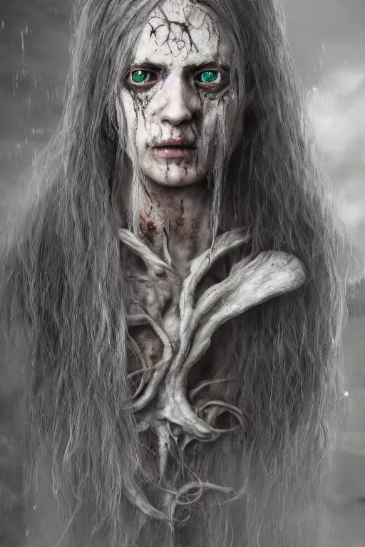 Image similar to the ghost with long hair, ultra realistic horror, concept art, intricate details, highly detailed, photorealistic, octane render, 8 k