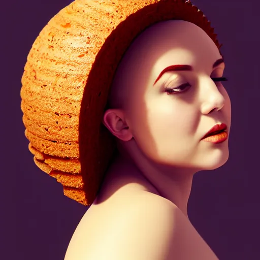 Prompt: portrait of a voluptuous woman with a bundt pan face, wide shot, digital art, 8k, trending on artstation