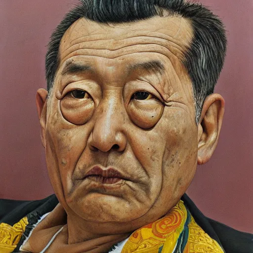 Prompt: high quality high detail painting by lucian freud, hd, portrait of tibetan leader