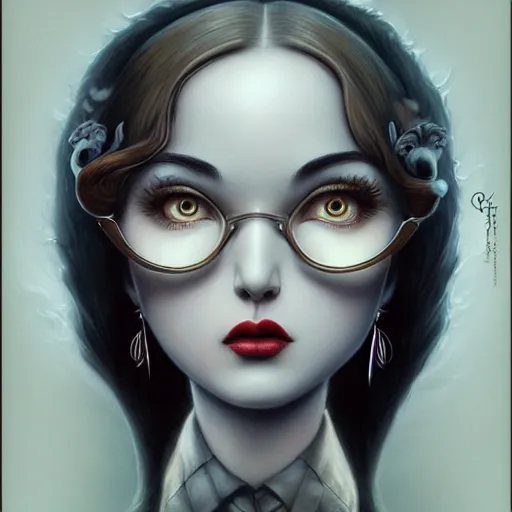 Prompt: Lofi portrait, Pixar style by Joe Fenton and Stanley Artgerm and Tom Bagshaw and Tim Burton, side glance