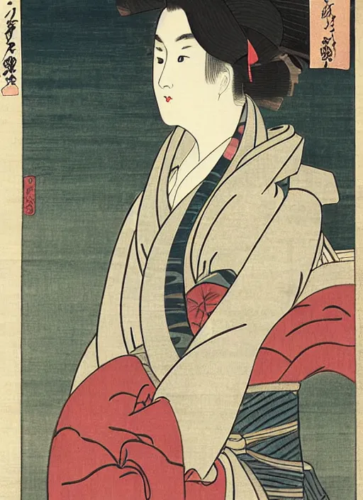 Prompt: ukiyo - e of a beautiful girl emma watson by utagawa kuniyasu and utagawa kunimasa, 1 7 9 6, edo period