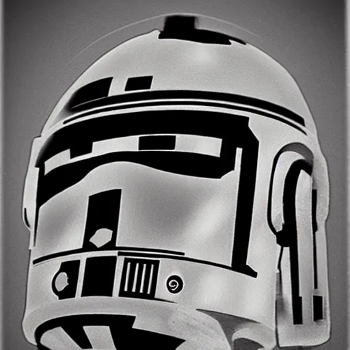 Prompt: star wars droid, black and white scheme, grotty, old photograph, hyper - realism