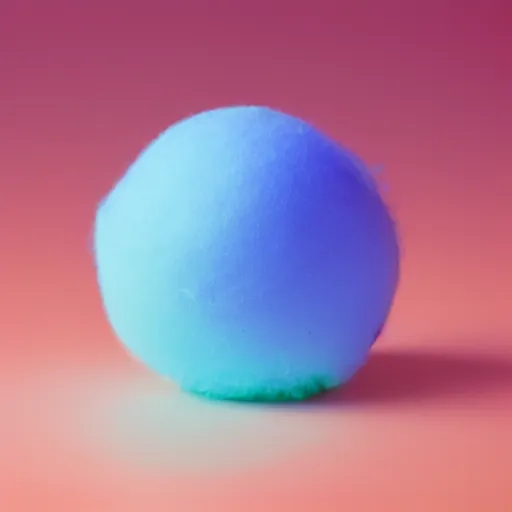 Image similar to mk 2 grenade!!! made of cotton candy, centered, product shot, bright, airy, iridescent lighting, gradient background