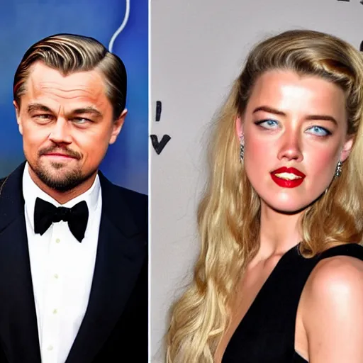 Image similar to leonardo wilhelm dicaprio and amber heard mix