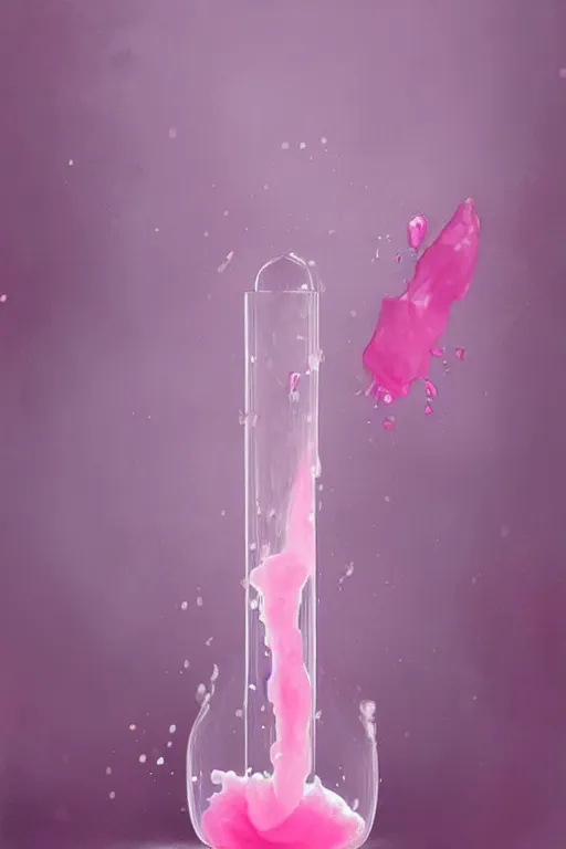 Image similar to Concentrated Vial of Pink Liquid, Pink Vapor is leaking from the top, digital art, illustration by WLOP, fantasy, magic