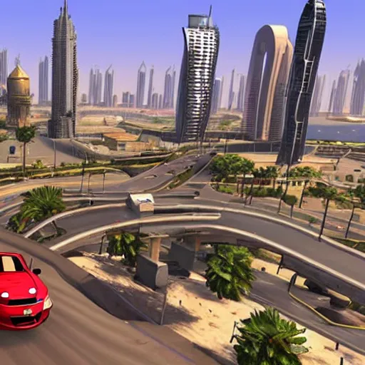 Prompt: gta : dubai, by disney