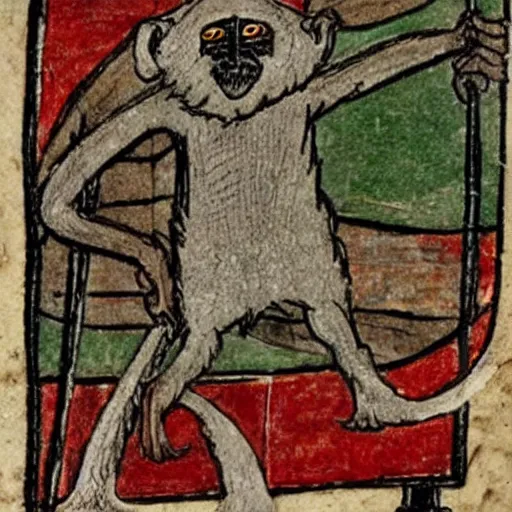 Image similar to medieval drawing of a war monkey