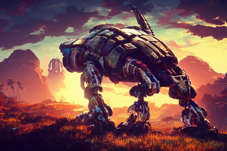 Image similar to shellsnapper machine mecanical creature robot of horizon forbidden west horizon zero dawn radiating a glowing aura global illumination ray tracing hdr fanart arstation by ian pesty and alena aenami artworks in 4 k