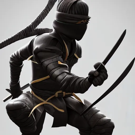 Image similar to a ninja holding a sword, 3 d render octane, trending on artstation