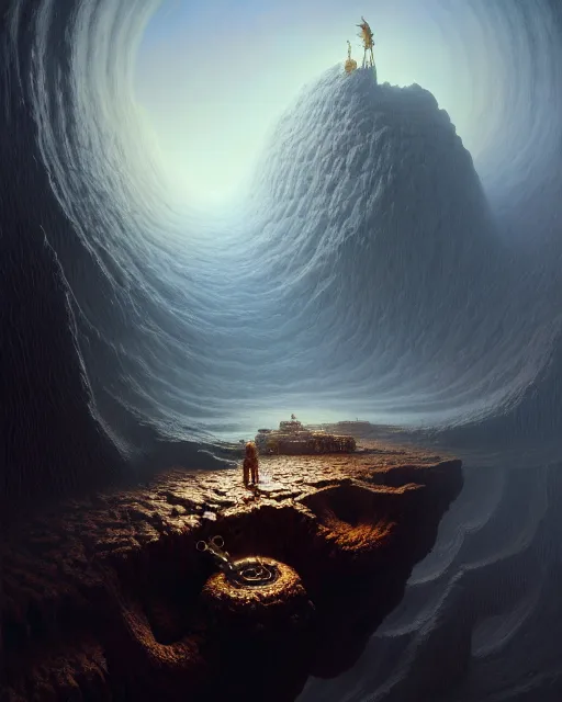 Prompt: a hyper - detailed 3 d render like an oil painting of mining the void for ideas, surrealism!!!!! surreal concept art, lifelike, photorealistic, digital painting, aesthetic, smooth, sharp focus, artstation hd, by greg rutkowski, bruce pennington, valentina remenar and asher duran,