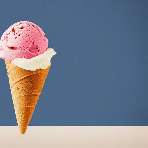 Image similar to earth made of ice cream, in a cone, which is melting under the heat