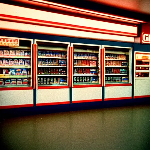 Prompt: cinestill 5 0 d photograph of the inside of an empty convenience store