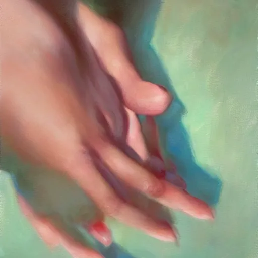 Image similar to super close - up of a beautiful woman's hand, morning, highly detailed, ultrarealistic oil painting, vladimir volegov, artstation